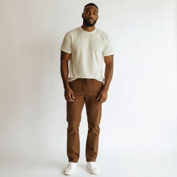 Ag Adriano Goldschmied Other - AG Adriano Goldschmied Hemp Cotton Drawstring Pants Men Brown Size M (32 x 30)